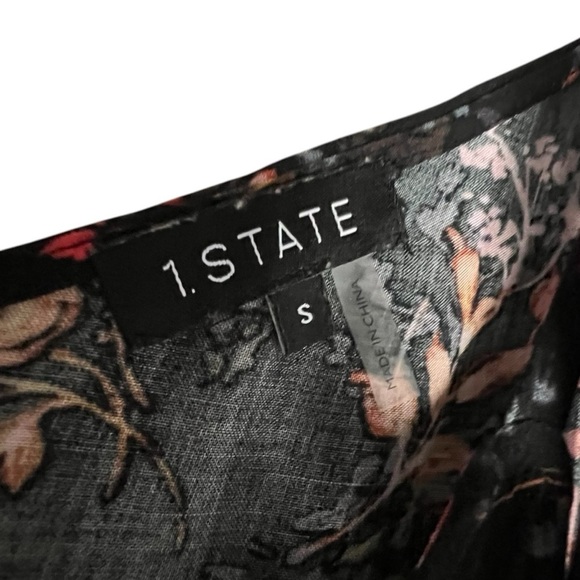 1. STATE Maroon Floral Romper Jumpsuit Boho Wide Leg Asymmetrical Hem Size Small - Picture 5 of 8